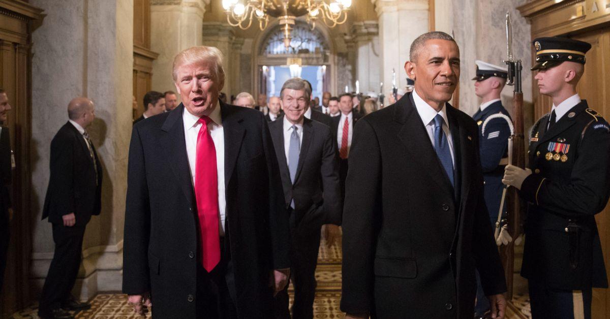 Barack Obama and Donald Trump in the Capitol in 2017.