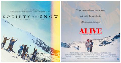 'Society of the Snow' and 'Alive' official posters.