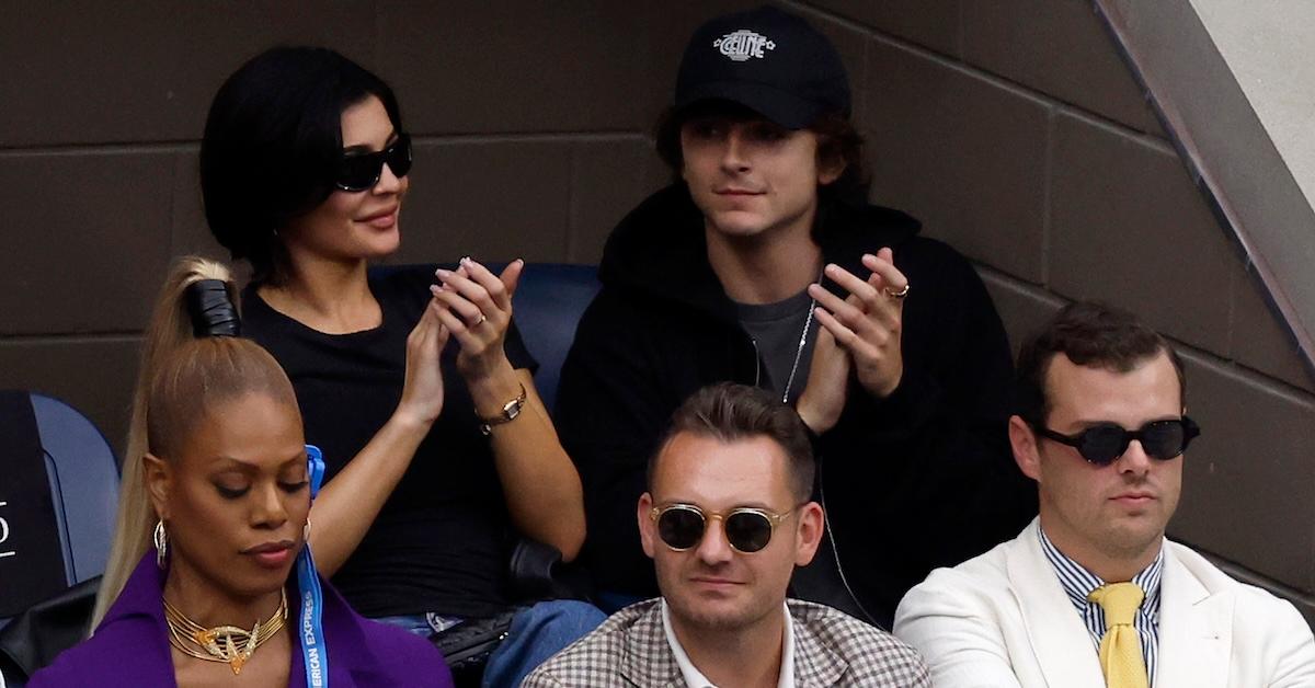 Kylie Jenner and Timothee Chalamet behind Laverne Cox at the US Open