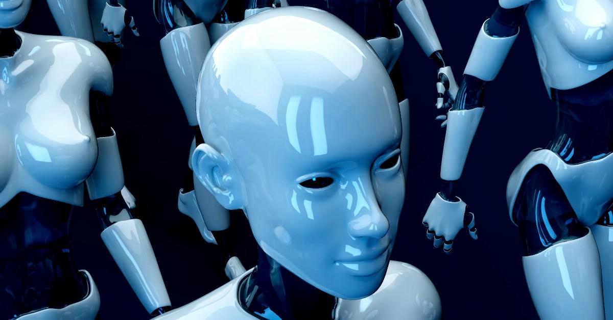 AI robots in a line together.