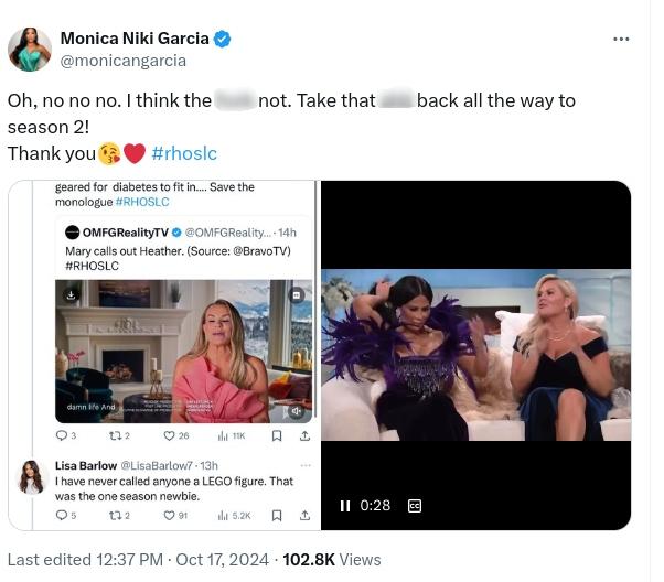 Monica Garcia's tweet about Lisa Barlow