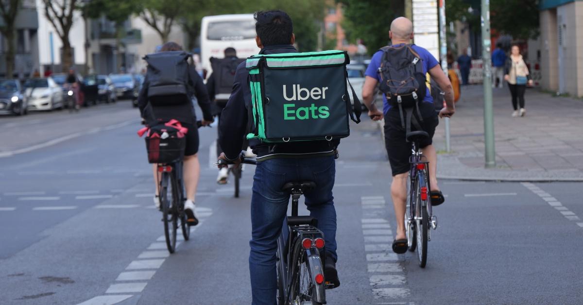 uber eats delivery man on bike