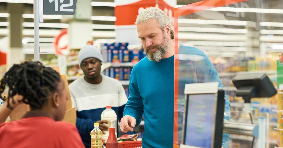 man shopping groceries