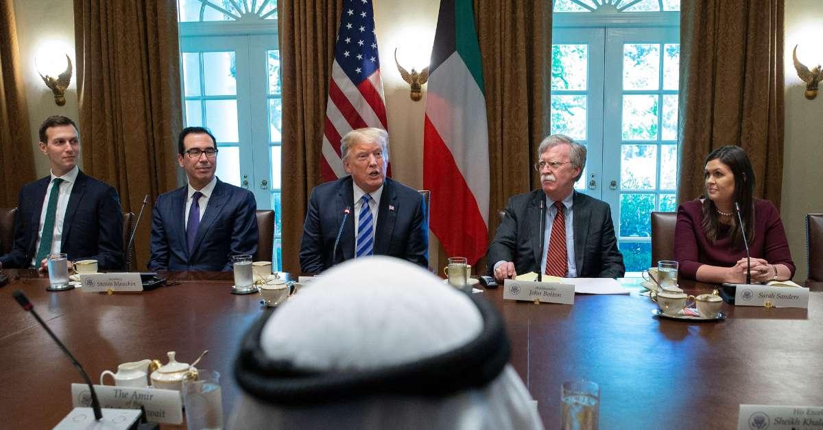 John Bolton and Donald Trump at a 2018 cabinet meeting at the White House.