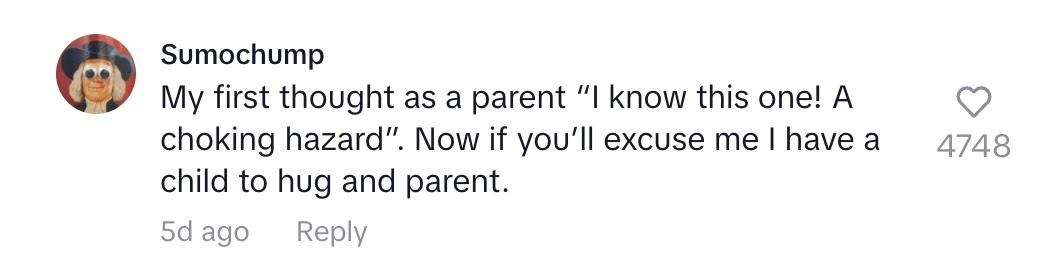 A commenter saying they thought the nurse would say a paper clip is a chocking hazard