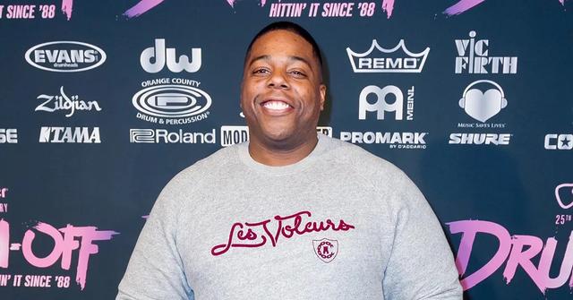 Aaron Spears at the 25th anniversary celebration for Guitar Center.