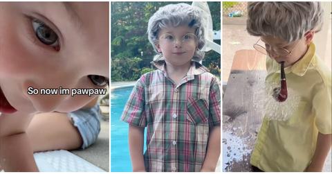 A young boy identifies as being a grandpa