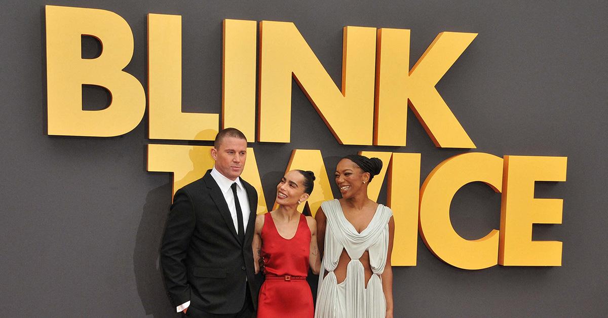 Channing Tatum, Naomi Ackie and Zoe Kravitz at the premiere of Blink Twice. 