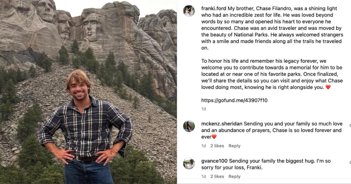 Franki Ford shares the news of Chase Filandro's death.