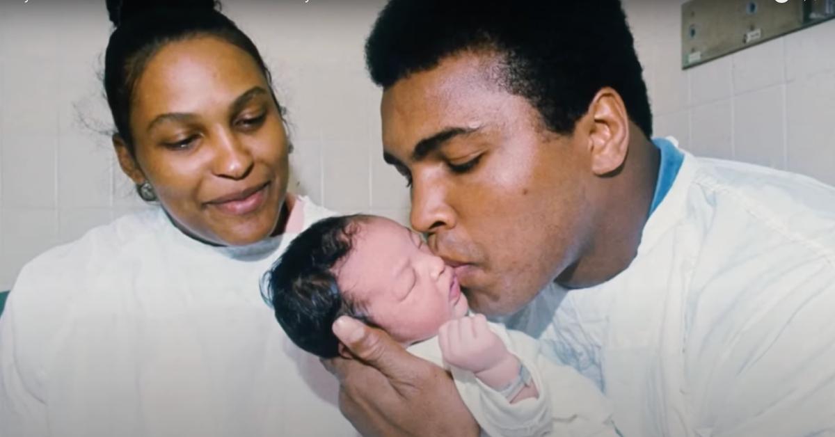 Muhammad Ali and his newborn son, Muhammad Ali Jr.