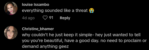 catcaller aggressively demands woman take the compliment - tiktok