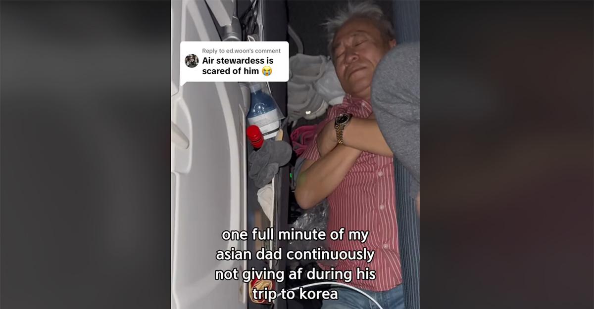 Dad sleeps on floor of airplane TikTok