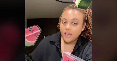 The watermelon filter's creator showing how it works on TikTok