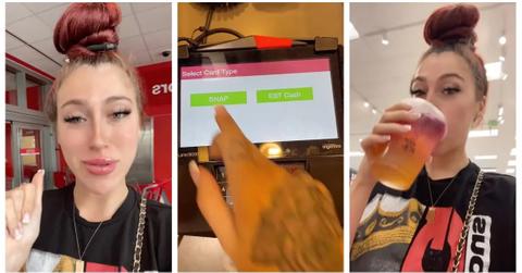 A now-viral video about a woman sharing how she uses food stamps to buy Starbucks.