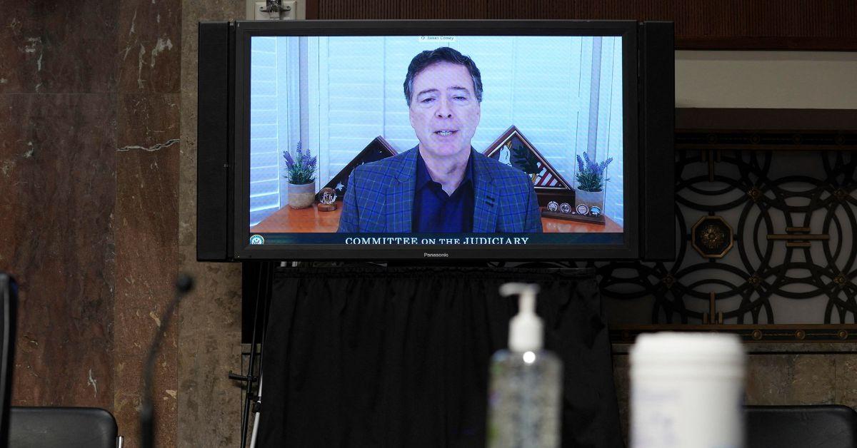 James Comey testifying virtually in the Senate in 2020. 