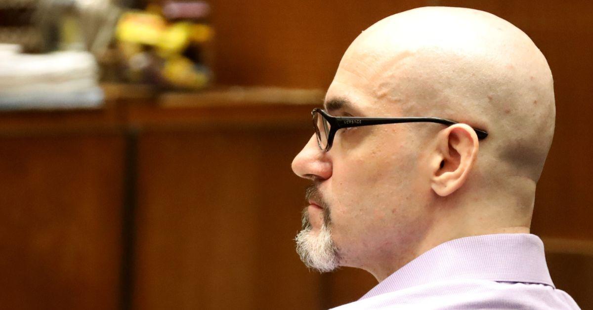 Michael Gargiulo, known as the “Hollywood Ripper,” listens as Ashton Kutcher testifies during Gargiulo’s trial on May 29, 2019 in Los Angeles