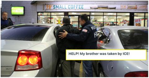 (l-r): Someone getting arrested by ICE and a Reddit commenter
