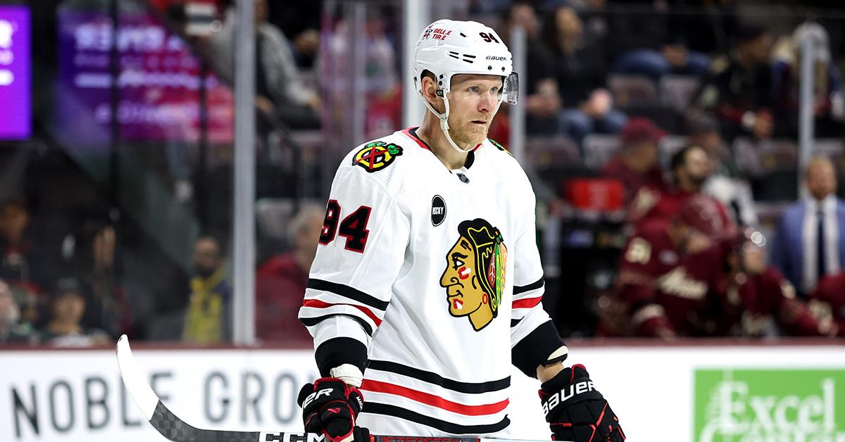 Corey Perry playing for the Chicago Blackhawks. 