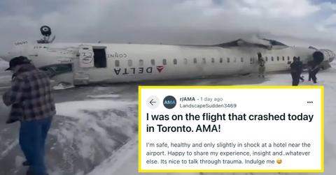A passenger who survived the Delta plane crash does an AMA on Reddit.