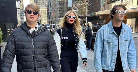 Alexia Nepola walking with her adult son, Frankie and Peter