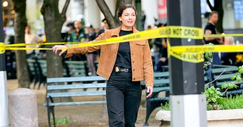 Alexa Davalos is seen at the film set of the 'FBI: Most Wanted' TV Series on May 05, 2022 in New York City