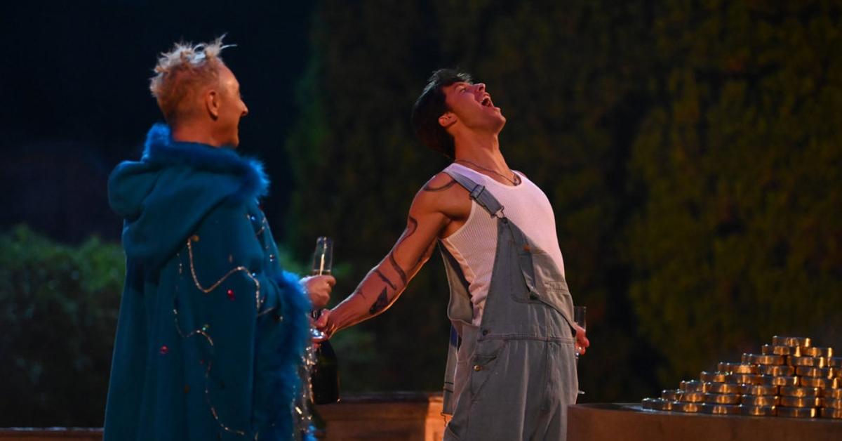 (l-r): Alan Cumming and Rob Rausch celebrating his win on 'The Traitors'