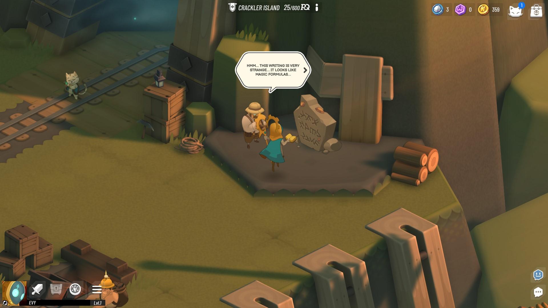 'Waven' player speaking with an NPC on Crackler Island