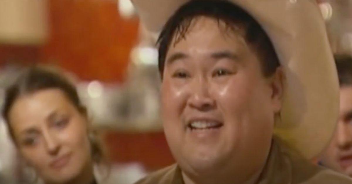 Aaron Song wearing a cowboy hat on 'Hell's Kitchen'.