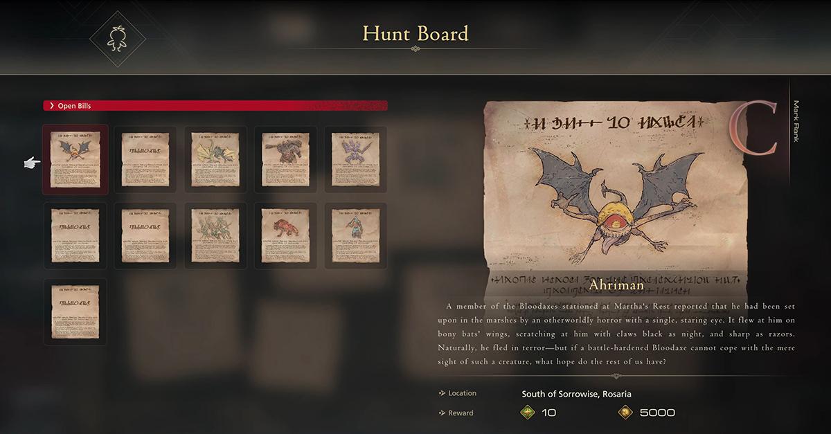 The Hunt Board in 'Final Fantasy XVI'