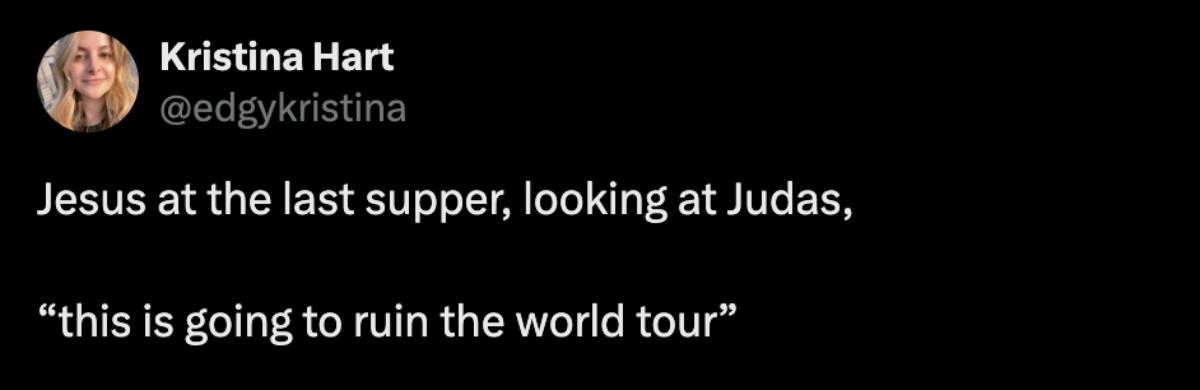 Screenshot of tweet joke about Justin Timberlake ruin the tour statement.