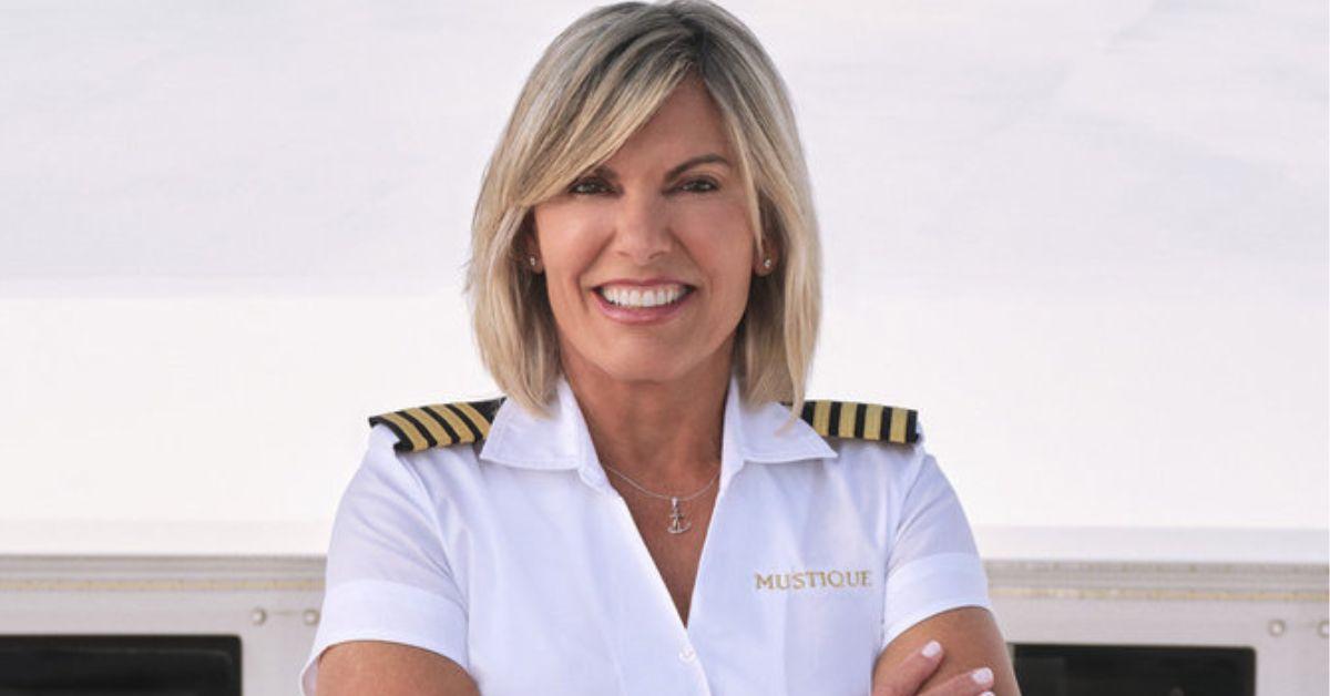 Captain Sandy Yawn posing for 'Below Deck Med' Season 9 promo photo about the Mustique