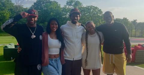 Shedeur Sanders poses for a photo with his family in April 2025.