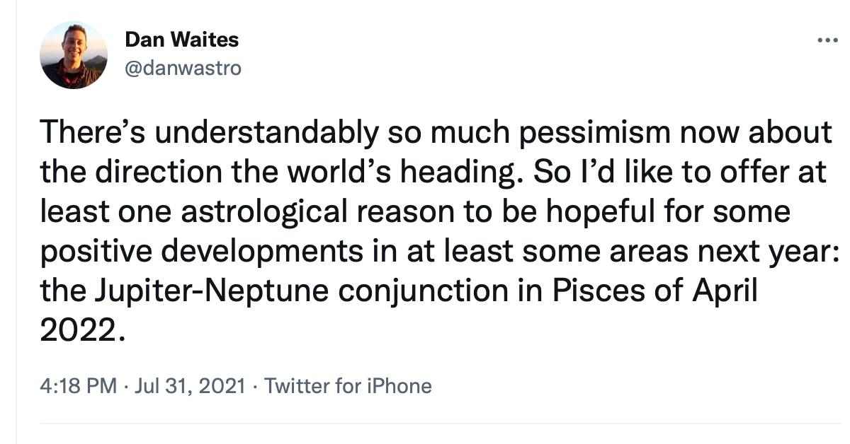 A tweet about the Neptune Jupiter collision