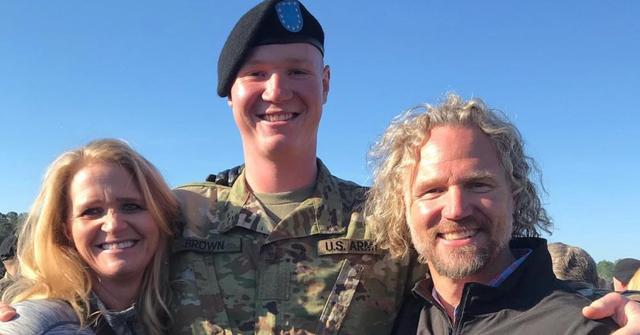 Christine Brown, Paedon Brown, and Kody Brown on the day he graduated from National Guard Boot Camp back in April 2019