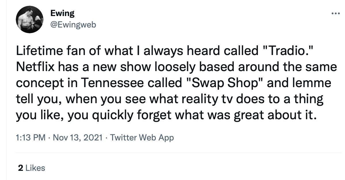 A tweet about Netflix's 'Swap Shop'