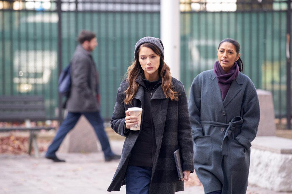 Janet Montgomery as Dr. Lauren Bloom and Shiva Kalaiselvan as Dr. Leyla Shinwari in 'New Amsterdam.'