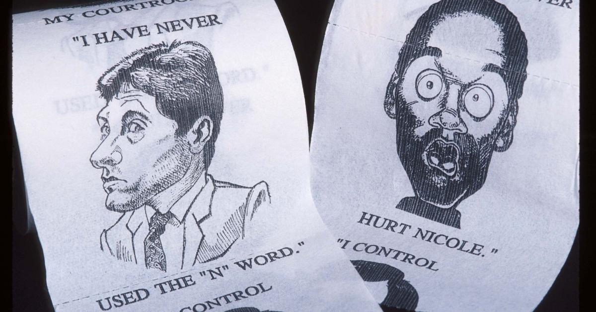 Squares of toilet paper depict Mark Fuhrman and O.J. Simpson Dec.15, 1995.