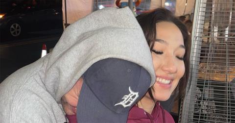 Paige Gallagher with her boyfriend Conor Vislay hugging her from behind.