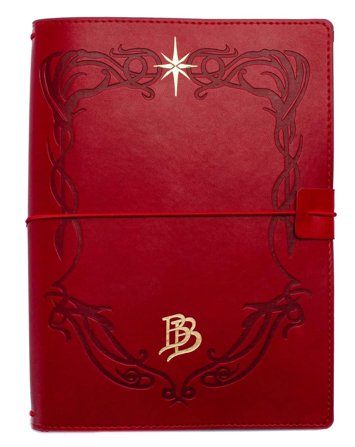 A red leather notebook