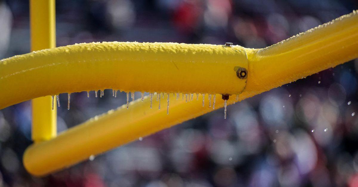 Icicles on a field goal. 