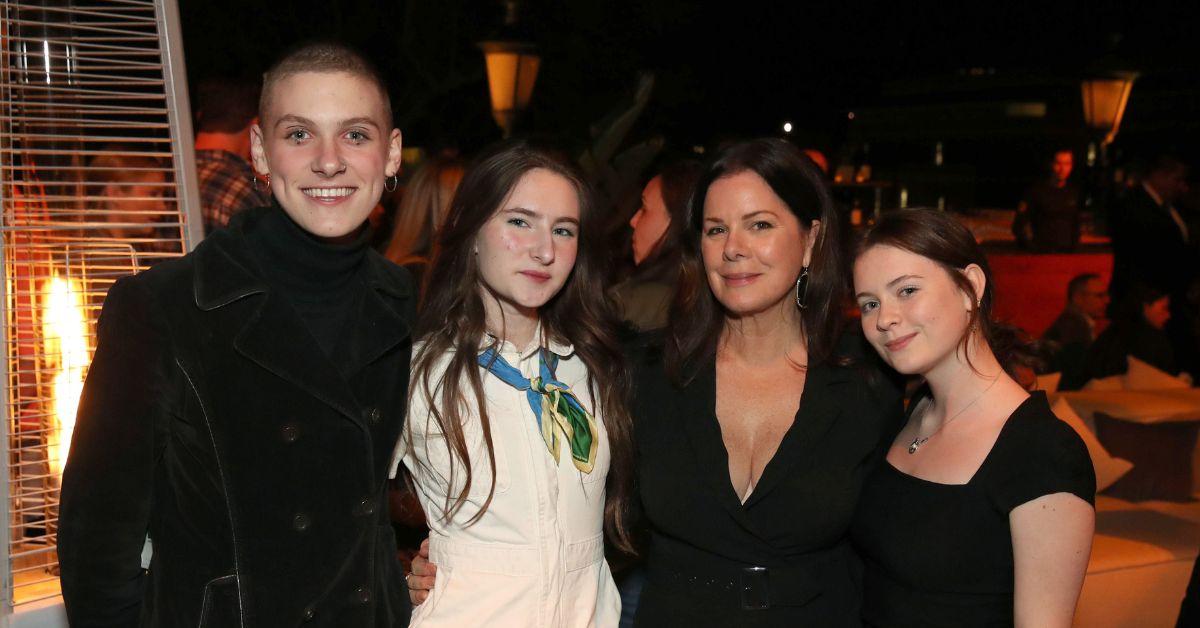 (l-r): Hunter Scheel, Julitta Scheel, Marcia Gay Harden, and Eulala Scheel at an event.