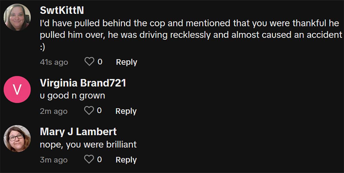 No right on red road rage TikTok comments