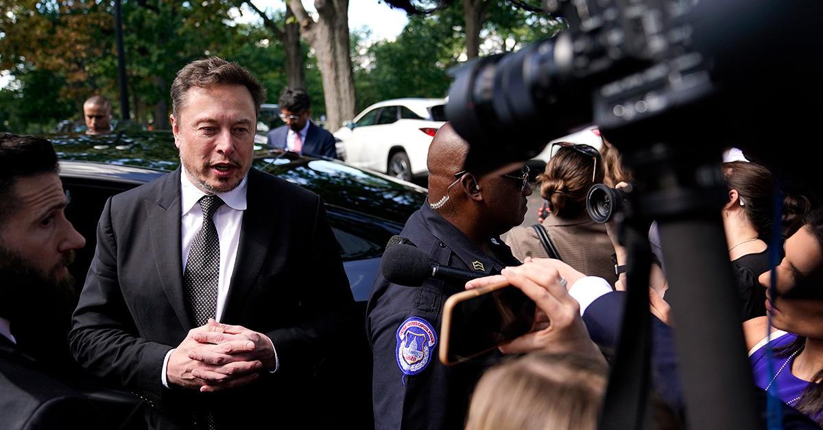 Elon Musk attending Senator Schumer's forum on AI in Washington, D.C. 