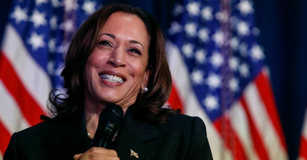  US Vice President Kamala Harris speaks at a moderated conversation