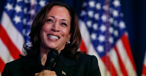 US Vice President Kamala Harris speaks at a moderated conversation