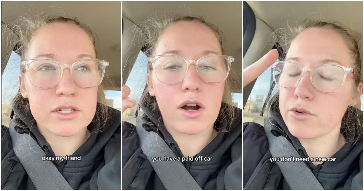 Viral video of a woman explaining why it’s better to have a paid off car than it is to get a new car. 