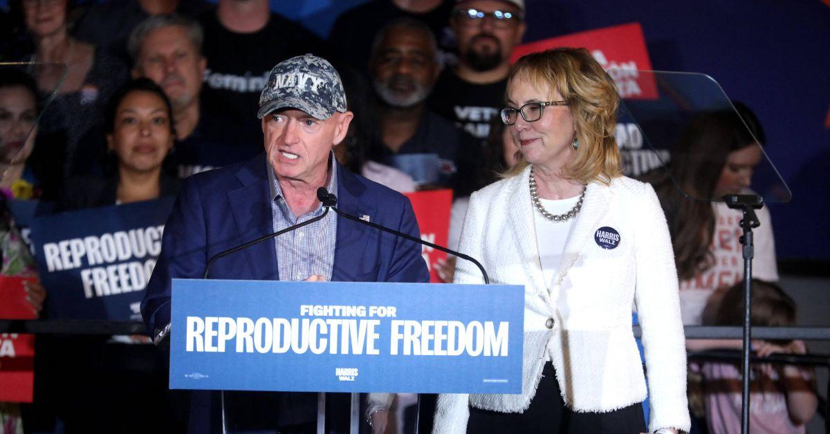 Mark Kelly and Gabby Giffords campaigning for Kamala Harris. 