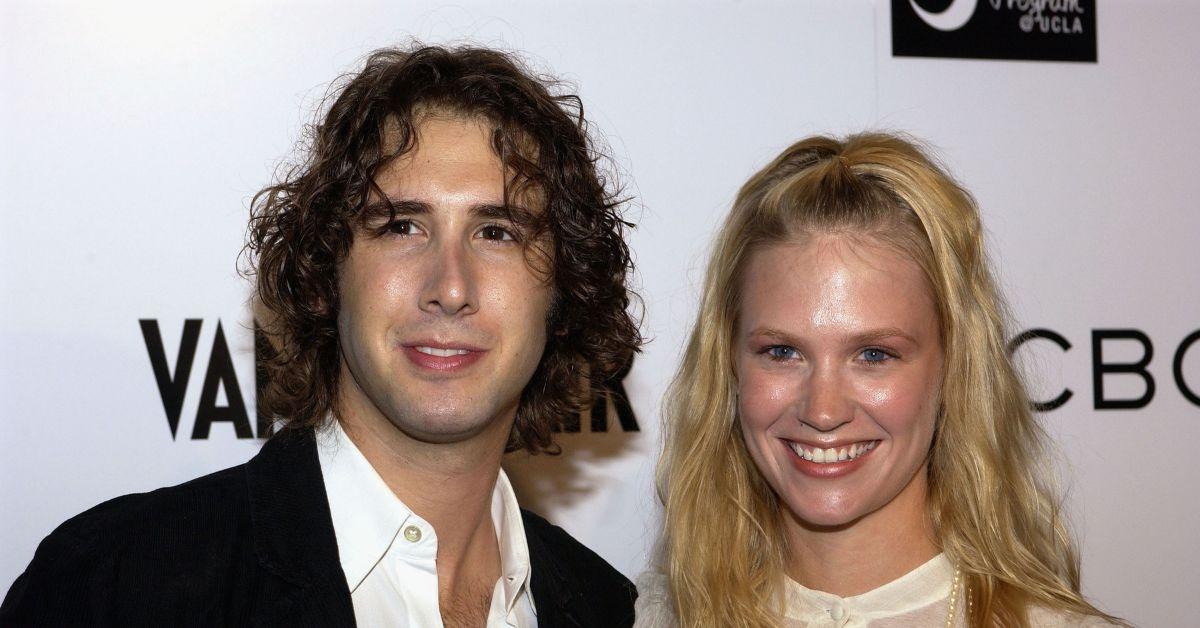 (l-r): Josh Groban and January Jones on the red carpet in 2005.