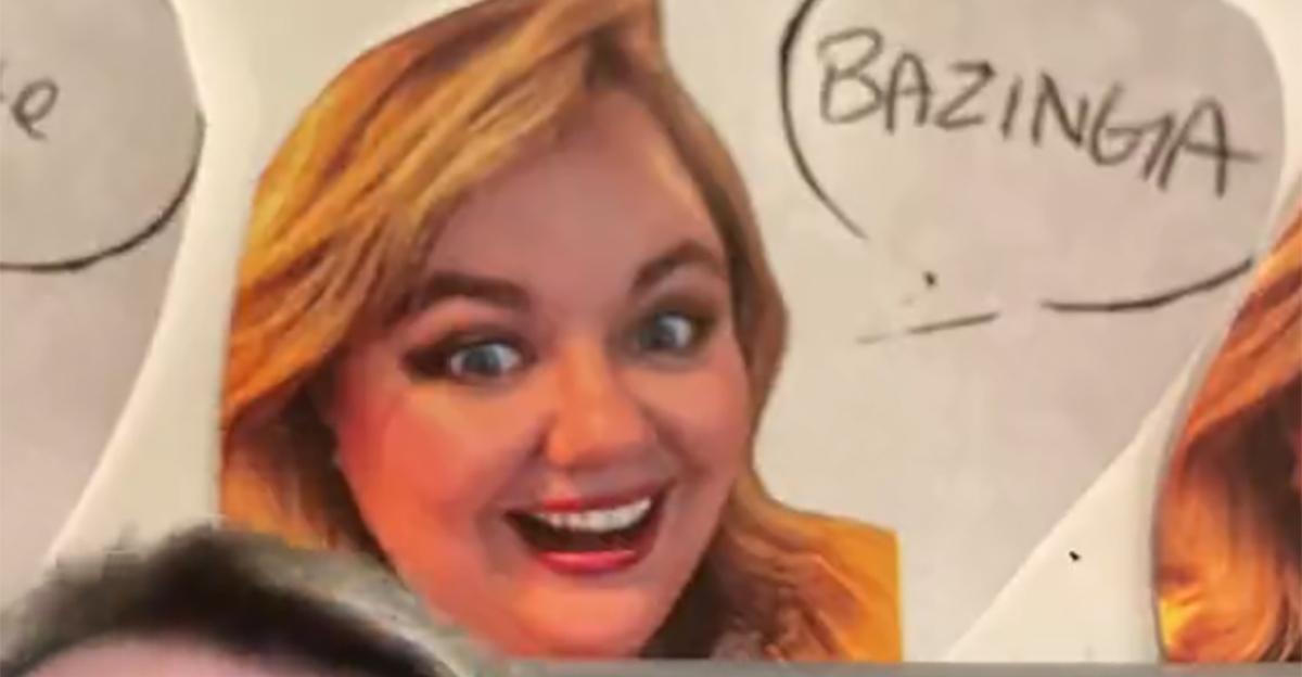 A laid-off employee hides photos of herself around the office