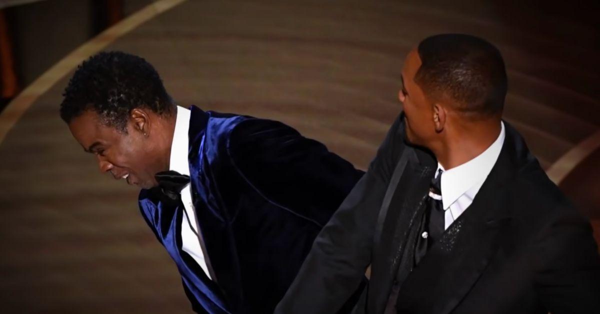 Chris Rock and Will Smith onstage shortly after the Oscar slap.